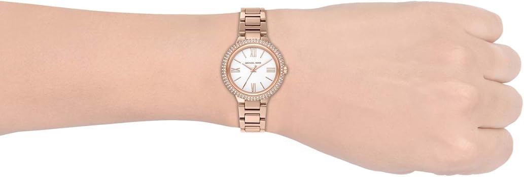 Michael Kors Taryn Quartz White Dial Rose Gold Steel Strap Watch For Women - MK4460