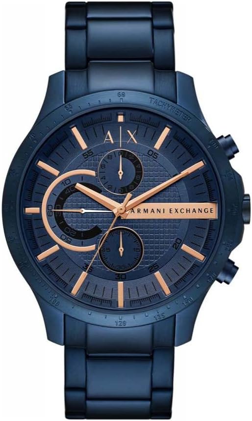 Armani Exchange Hampton Chronograph Blue Dial Blue Steel Strap Watch For Men - AX2430