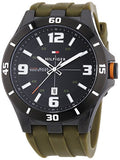 Tommy Hilfiger Drew Black Dial Green Rubber Strap Watch for Men - 1791065