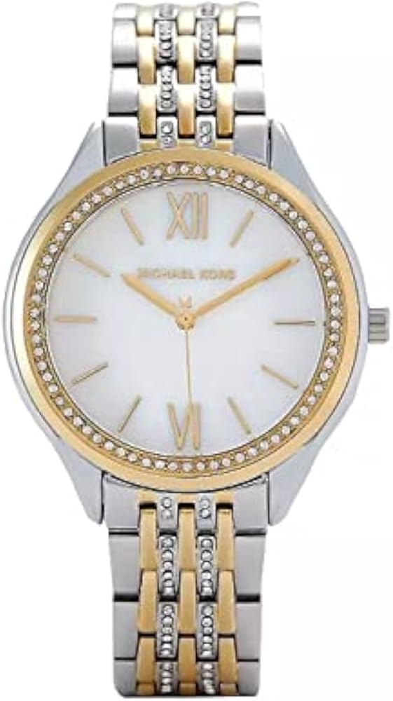 Michael Kors Mindy Three Hand White Dial Two Tone Steel Strap Watch For Women - MK7084