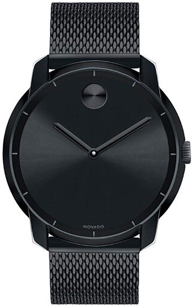 Movado Bold Black Dial Black Mesh Bracelet Watch For Men - 3600261