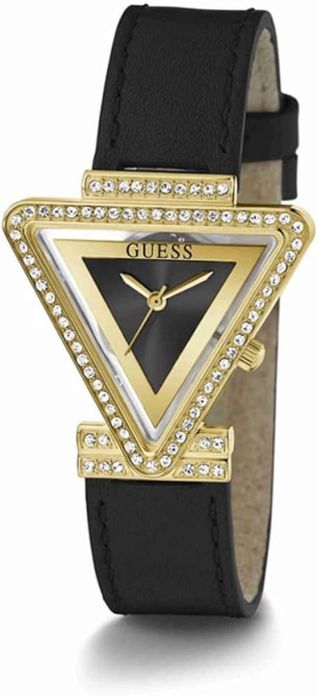 Guess Fame Quartz Black Dial Black Leather Strap Watch For Women - GW0504L5