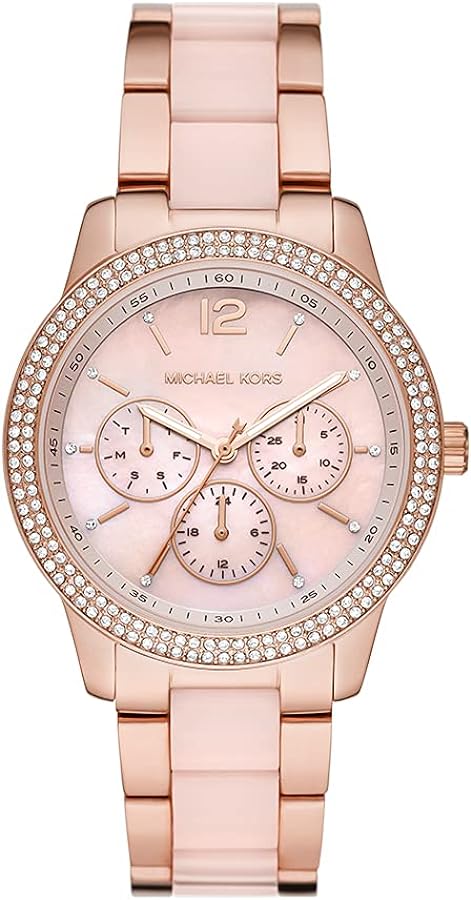 Michael Kors Tibby Chronograph Rose Gold Dial Two Tone Steel Strap Watch For Women - MK6828