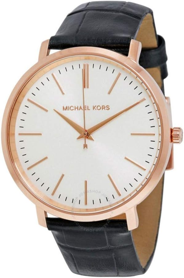 Michael Kors Jaryn Quartz White Dial Black Leather Strap Watch For Women - MK2472