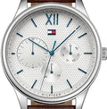 Tommy Hilfiger Damon Quartz White Dial Brown Leather Strap Watch for Men - 1791418