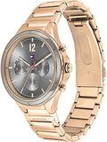 Tommy Hilfiger Eve Chronograph Quartz Grey Dial Rose Gold Steel Strap Watch For Women - 1782277