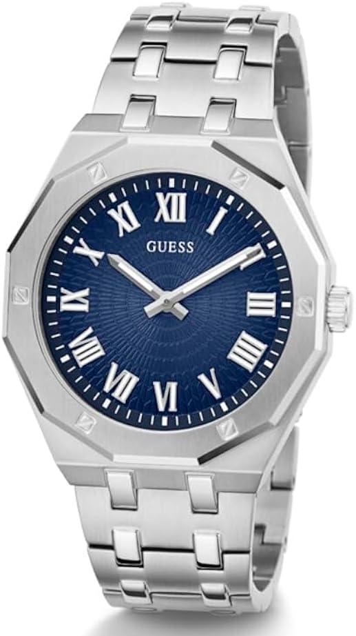 Guess Asset Quartz Blue Dial Silver Steel Strap Watch For Men - GW0575G4