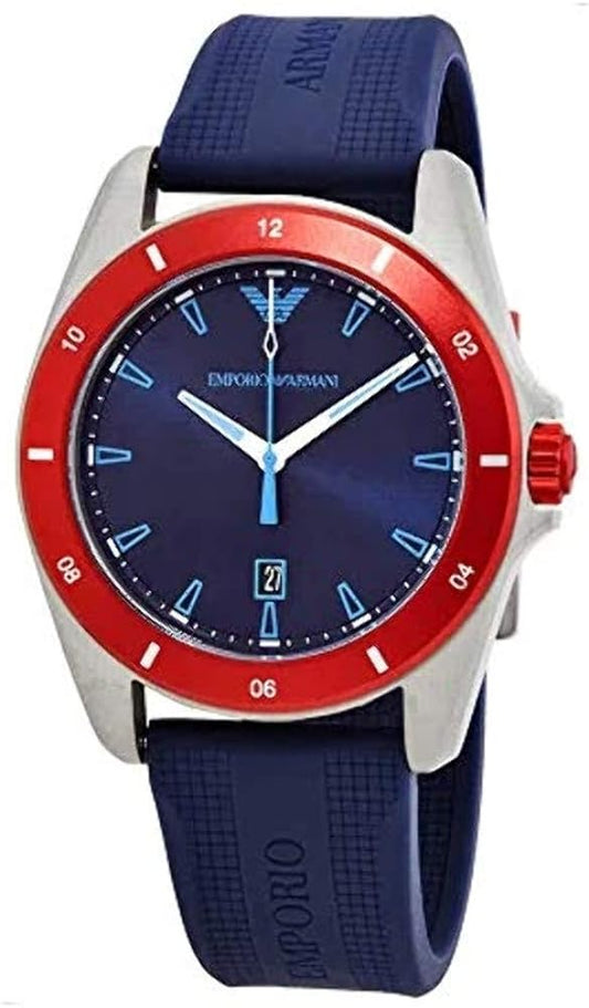 Emporio Armani Sigma Quartz Blue Dial Blue Silicone Strap Watch For Men - AR11217