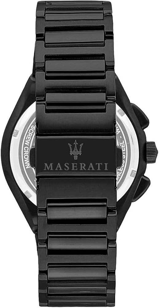 Maserati Triconic Quartz Black Dial Black Steel Strap Watch For Men - R8873639003