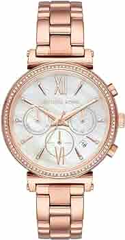 Michael Kors Sofie Chronograph Quartz White Dial Rose Gold Steel Strap Watch For Women - MK6576