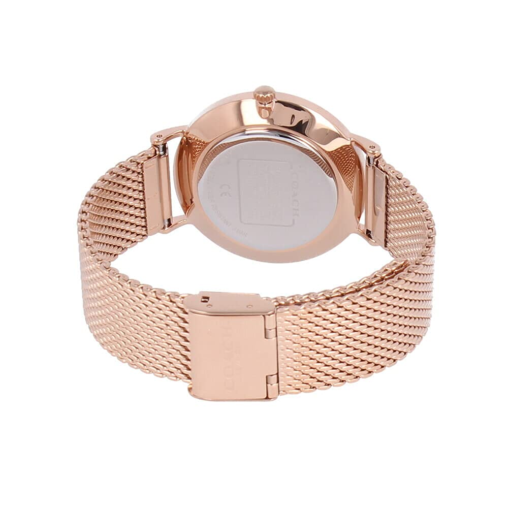 Coach Perry Silver Dial Rose Gold Mesh Bracelet Watch for Women - 14503386