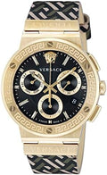 Versace Greca Chronograph Black Dial Brown Leather Strap Watch For Men - VEZ900621