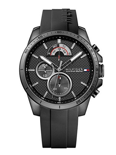 Tommy Hilfiger Decker Quartz Black Dial Black Rubber Strap Watch for Men - 1791352