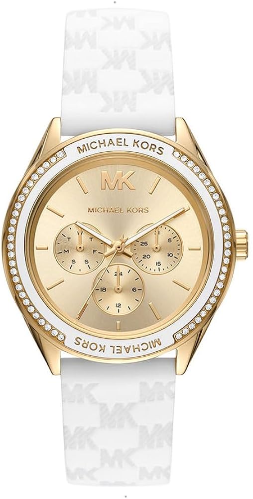 Michael Kors Jessa Quartz Gold Dial White Silicone Strap Watch For Women - MK7267