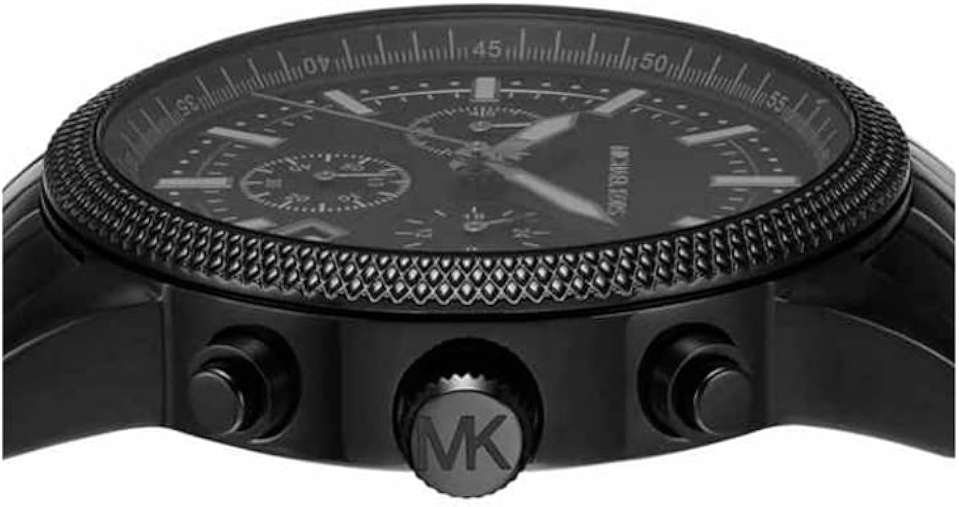 Michael Kors Hutton Chronograph Black Dial Black Steel Strap Watch For Men - MK9089