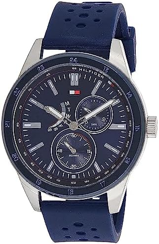 Tommy Hilfiger Austin Quartz Blue Dial Blue Rubber Strap Watch for Men - 1791635