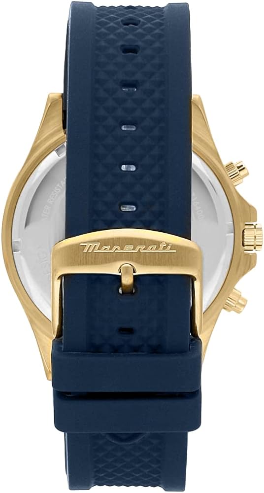 Maserati SFIDA Chronograph Blue Dial Blue Rubber Strap Watch For Men - R8871640004