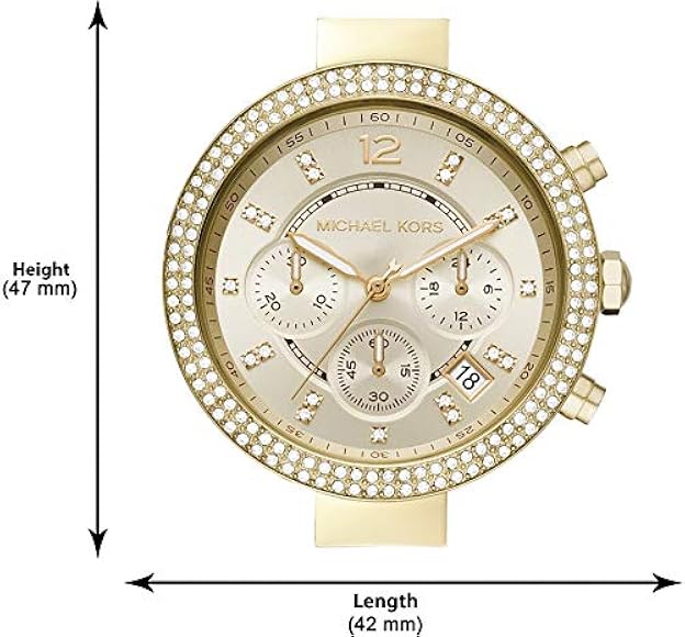 Michael Kors Parker Chronograph Gold Dial Gold Steel Strap Watch For Women - MK6831