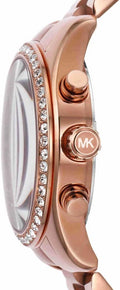 Michael Kors Lexington Chronograph Red Dial Rose Gold Steel Strap Watch For Women - MK7275