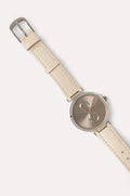 Tommy Hilfiger Angela Silver Dial Cream Leather Strap Watch for Women - 1782123