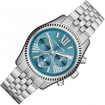 Michael Kors Lexington Chronograph Blue Dial Silver Steel Strap Watch For Women - MK5887