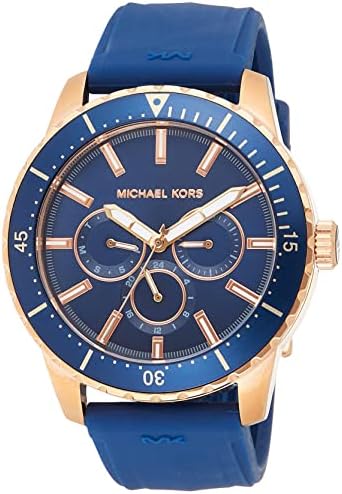 Michael Kors Cunningham Multifunction Blue Dial Blue Rubber Strap Watch For Men - MK7163