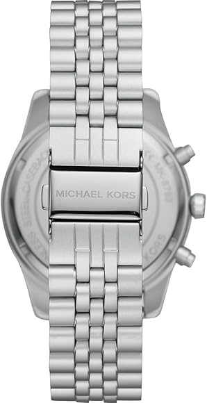 Michael Kors Lexington Chronograph Silver Dial Silver Steel Strap Watch For Men - MK8789