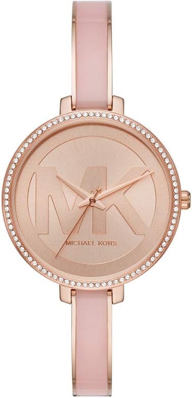 Michael Kors Jaryn Analog Gold Dial Pink Steel Strap Watch For Women - MK4545