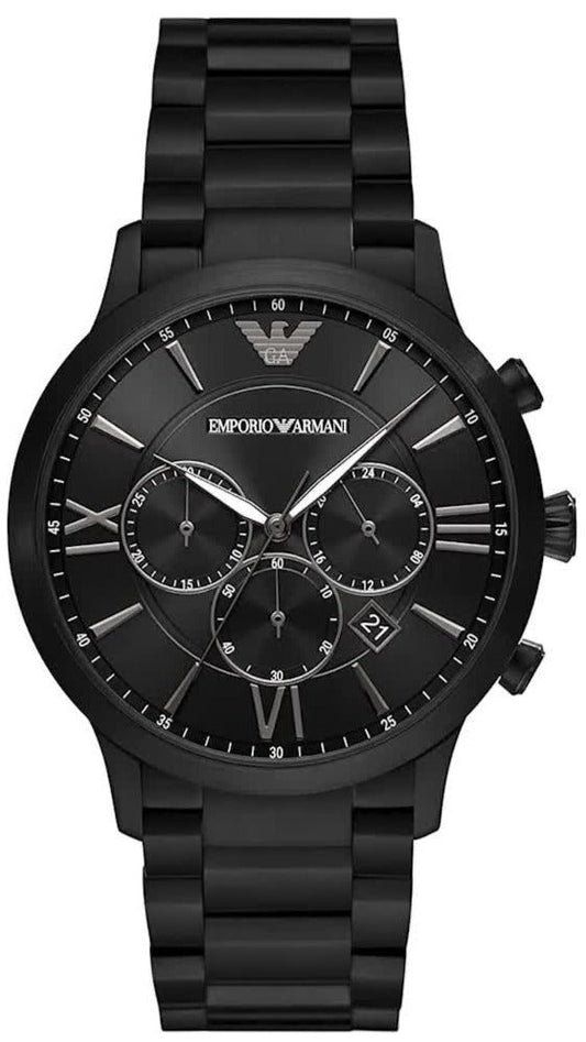 Emporio Armani Giovanni Chronograph Black Dial Black Steel Strap Watch For Men - AR11349