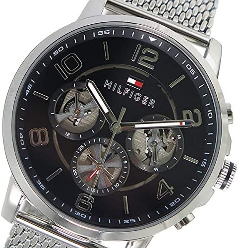 Tommy Hilfiger Quartz Chronograph Black Dial Silver Mesh Bracelet Watch for Men - 1791292