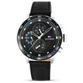 Tommy Hilfiger Trent Chronograph Quartz Black Dial Black Leather Strap Watch For Men - 1791810