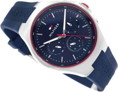 Tommy Hilfiger Justin Chronograph Blue Dial Blue Rubber Strap Watch for Men - 1792057