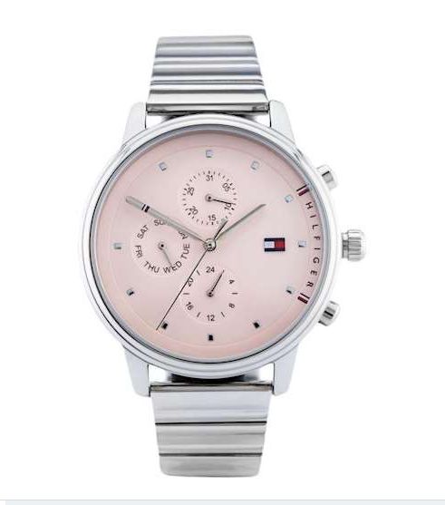 Tommy Hilfiger Blake Pink Dial Silver Steel Strap Watch for Women - 1781904