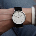 Daniel Wellington Classic Cornwall White Dial Black Nylon Strap Watch For Men - DW00100258