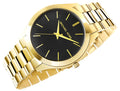 Michael Kors Slim Runway Quartz Black Dial Gold Steel Strap Watch For Men - MK8621