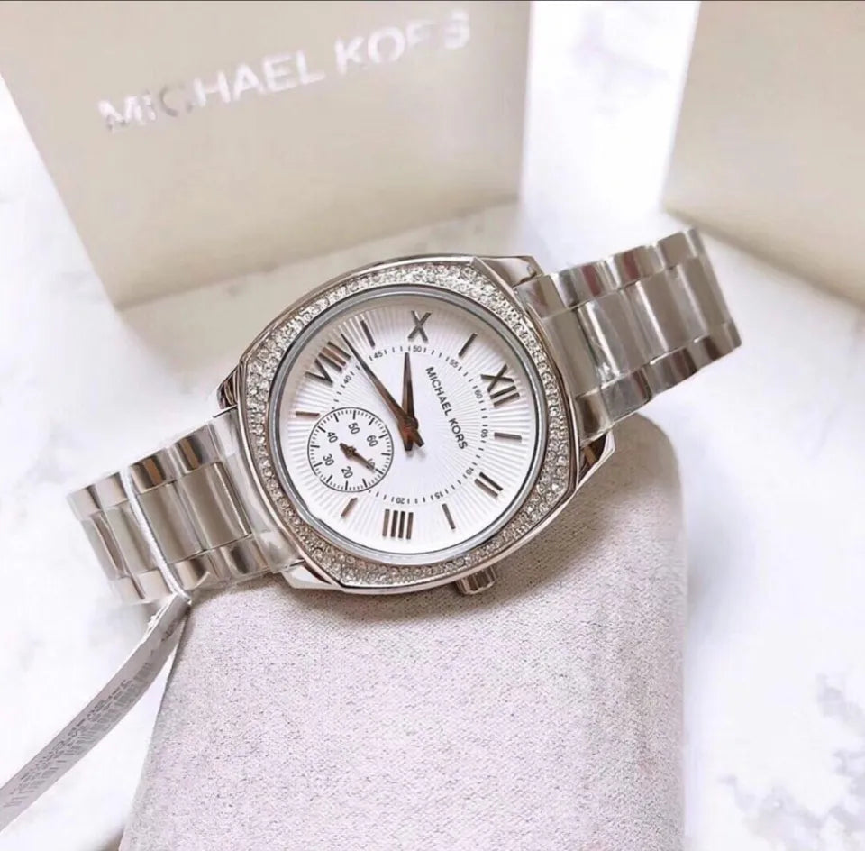 Michael Kors Bryn Quartz Silver Dial Silver Steel Strap Watch For Women - MK6133