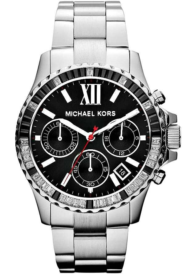 Michael Kors Everest Chronograph Black Dial Silver Steel Strap Watch For Women - MK5753