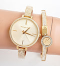 Michael Kors Jaryn Quartz Gold Dial Gold Steel Strap Watch For Women - MK3784