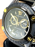 Versace Icon Active Chronograph Black Dial Black Steel Strap Watch for Men - VEZ700421