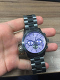 Michael Kors Runway Chronograph Purple Dial Black Steel Strap Watch For Women - MK5954