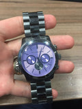 Michael Kors Runway Chronograph Purple Dial Black Steel Strap Watch For Women - MK5954