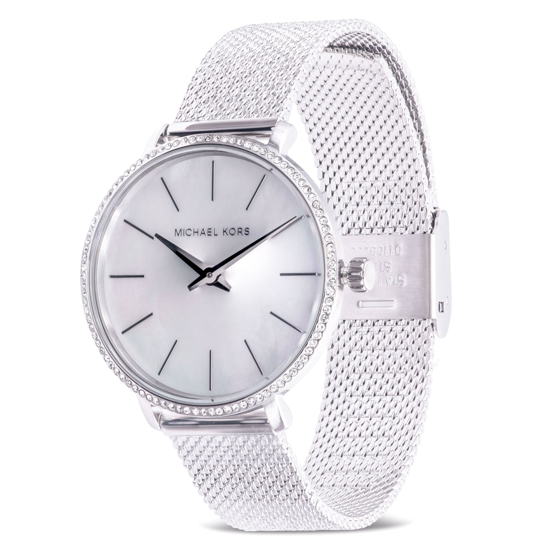 Michael Kors Pyper Quartz Mother of Pearl White Dial Silver Mesh Strap Watch For Women - MK4618