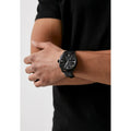 Emporio Armani Claudio Chronograph Black Dial Black Leather Strap Watch For Men - AR11483