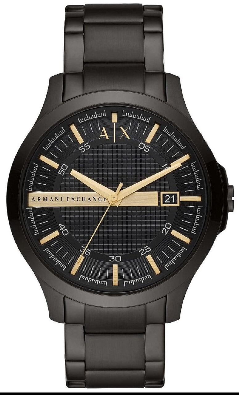 Armani Exchange Hampton Chronograph Black Dial Black Steel Strap Watch For Men - AX2150