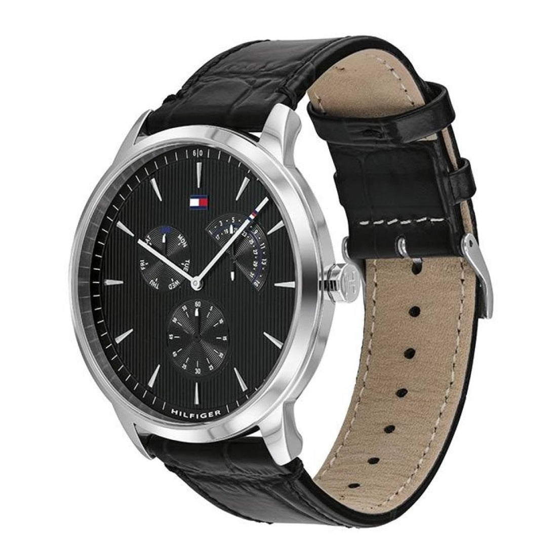 Tommy Hilfiger Brad Chronograph Black Dial Black Leather Strap Watch For Men - 1710391