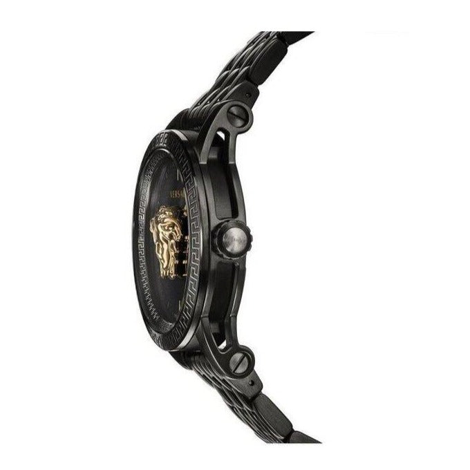 Versace Palazzo Empire Quartz Black Dial Black Steel Strap Watch For Men - VEDB00518