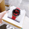 Michael Kors Janelle Three Hand Red Dial Red Rubber Strap Watch For Women - MK7144