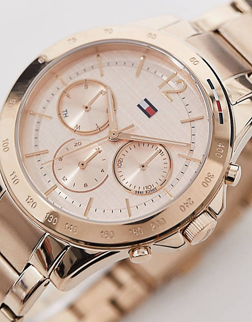 Tommy Hilfiger Haven Chronograph Quartz Rose Gold Dial Rose Gold Steel Strap Watch For Women - 1782197