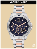 Michael Kors Brecken Chronograph Blue Dial Two Tone Steel Strap Watch For Men - MK9065