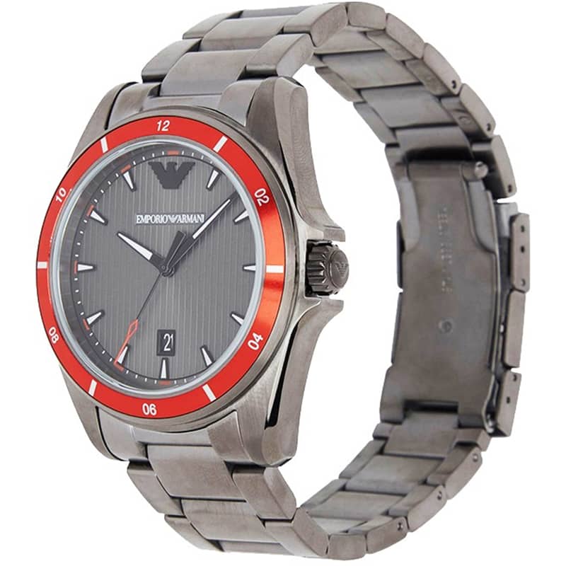 Emporio Armani Sigma Quartz Grey Dial Grey Steel Strap Watch For Men - AR11178